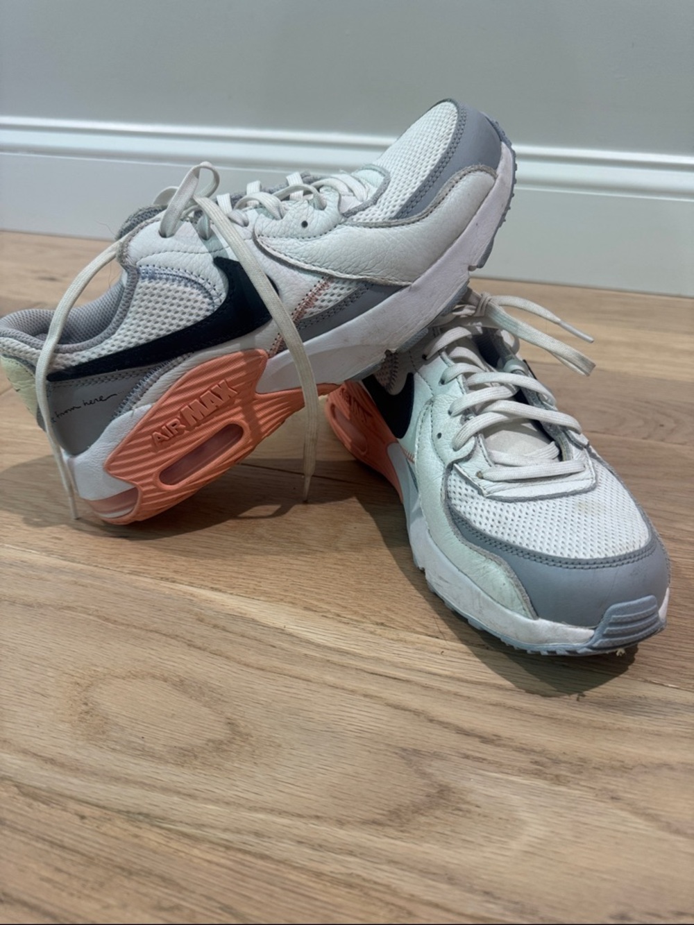 Nike White and Gray Sneakers with Coral Accents